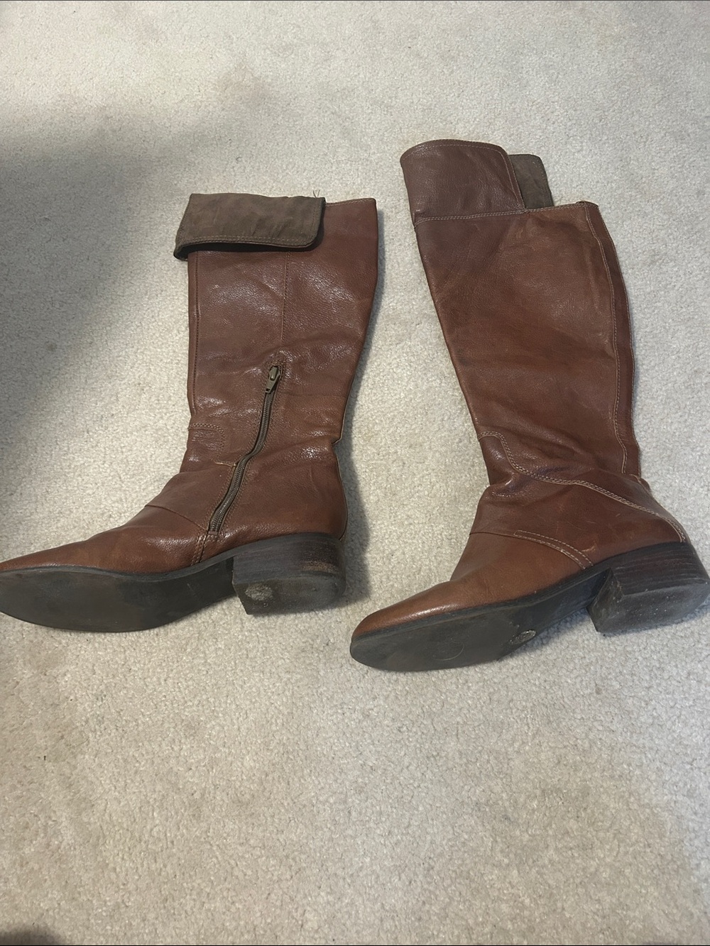 Nine West Tall Cognac Brown Leather Over-the-Knee Boots